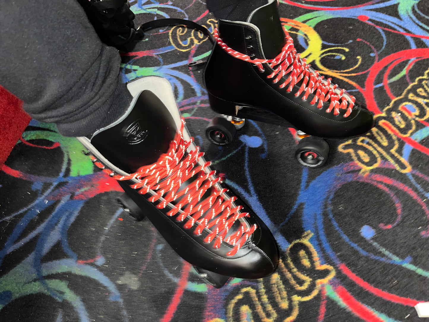 Reflective Red Paracord Roller Skate Laces