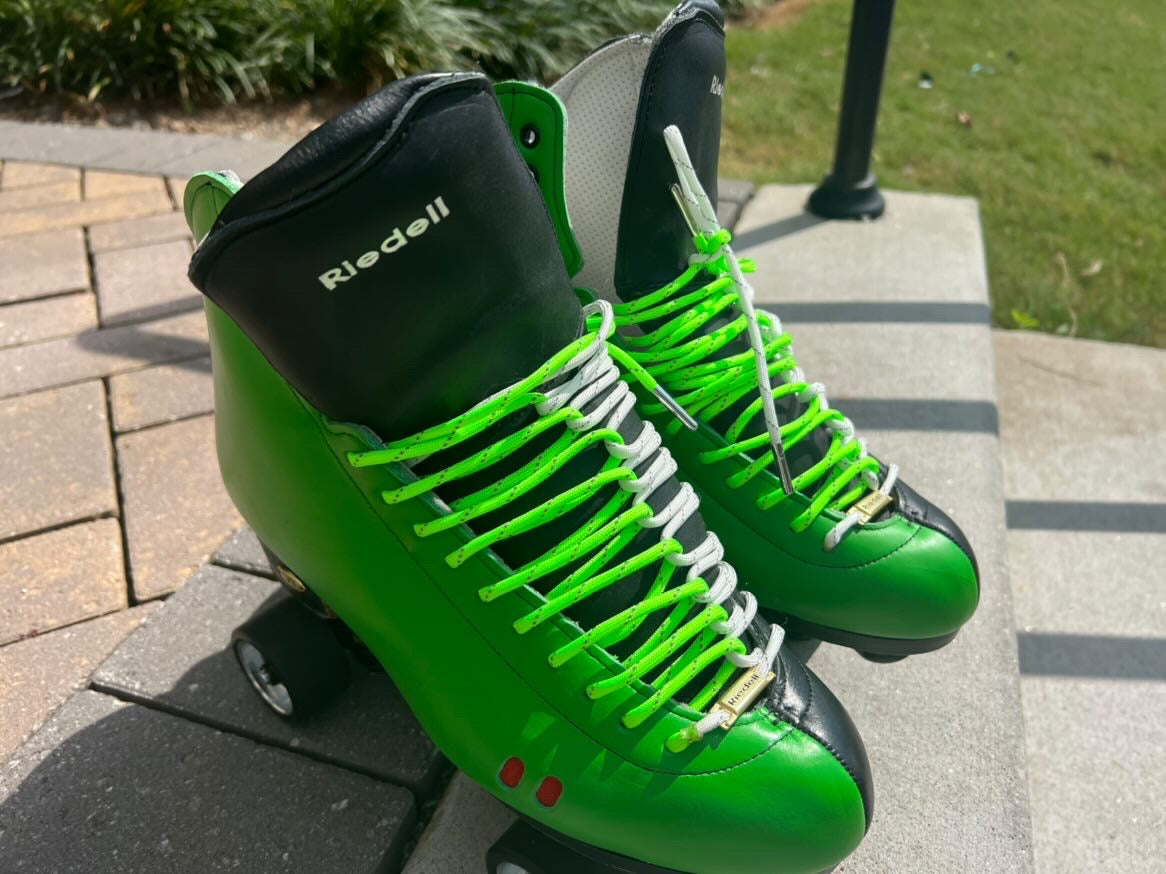 Reflective Neon Green Paracord Roller Skate Laces