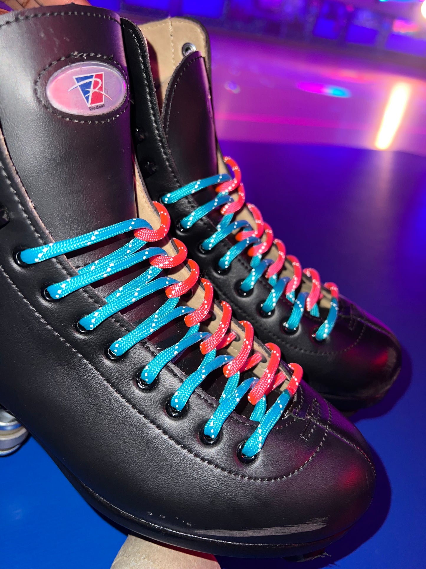 Reflective Baby Blue Paracord Roller Skate Laces