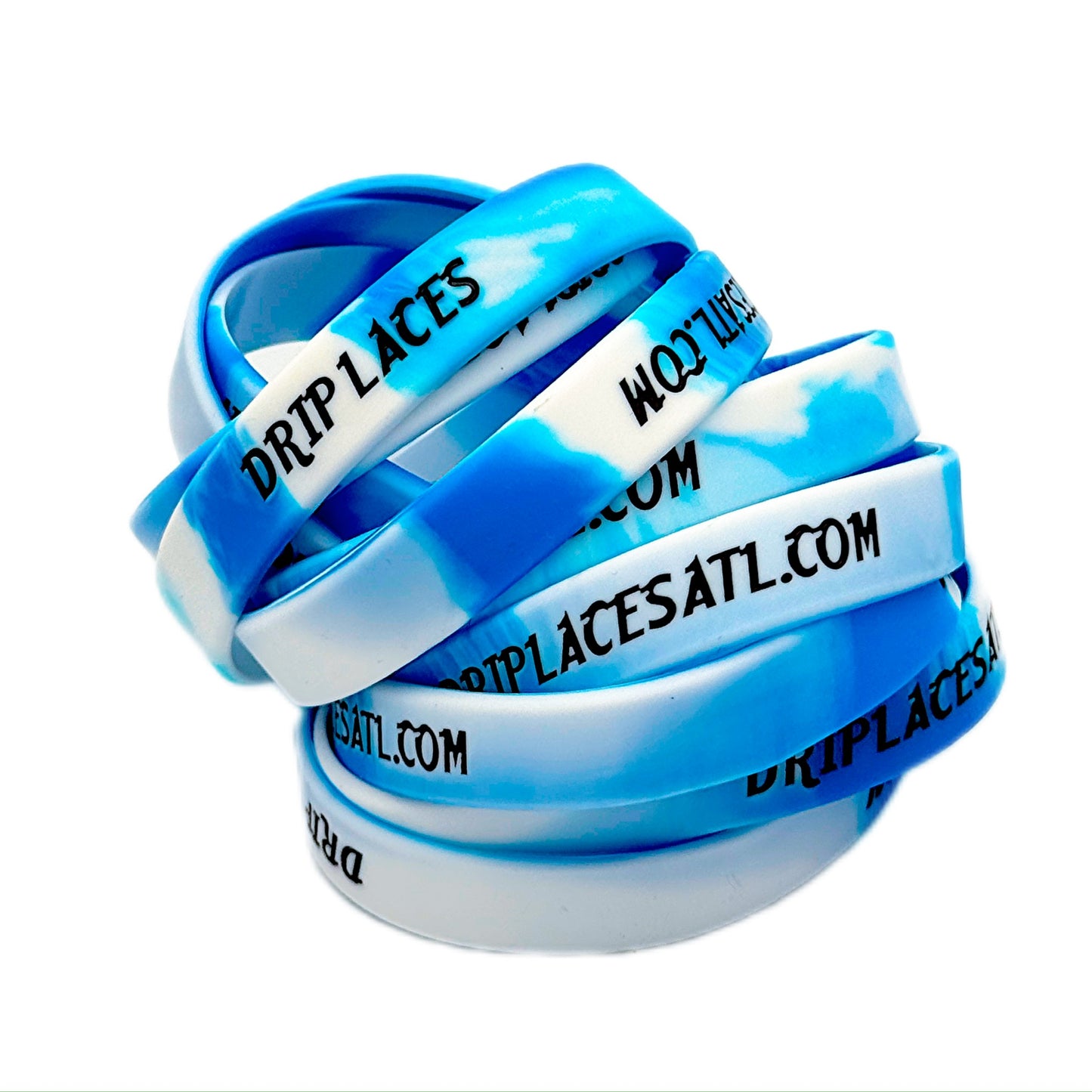 Signature Drip Laces Wristbands: 3-Pack (Swirl Blue & White)