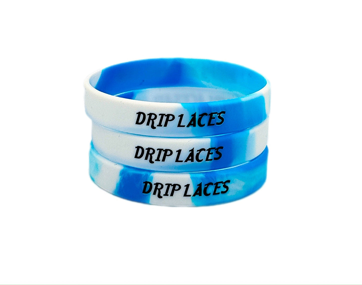 Signature Drip Laces Wristbands: 3-Pack (Swirl Blue & White)
