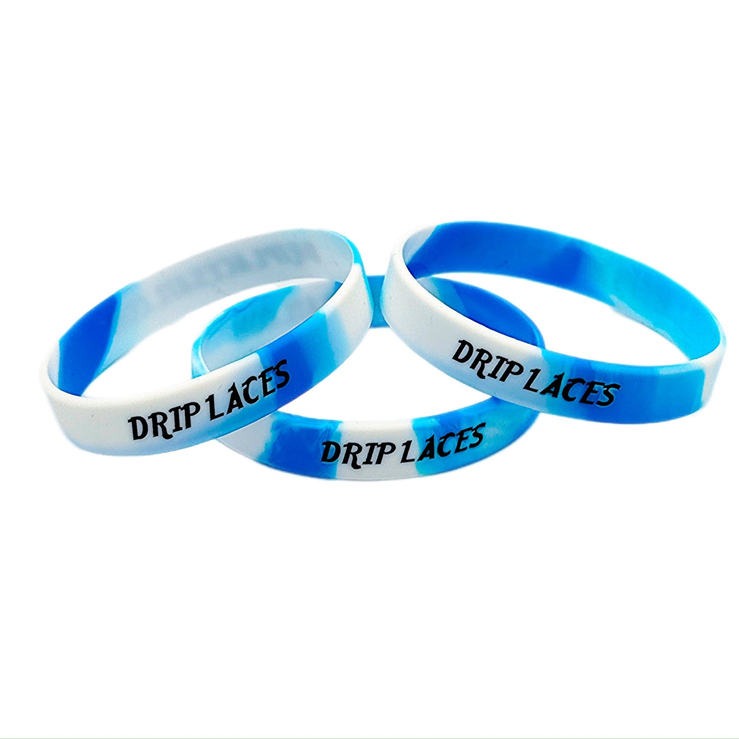 Signature Drip Laces Wristbands: 3-Pack (Swirl Blue & White)