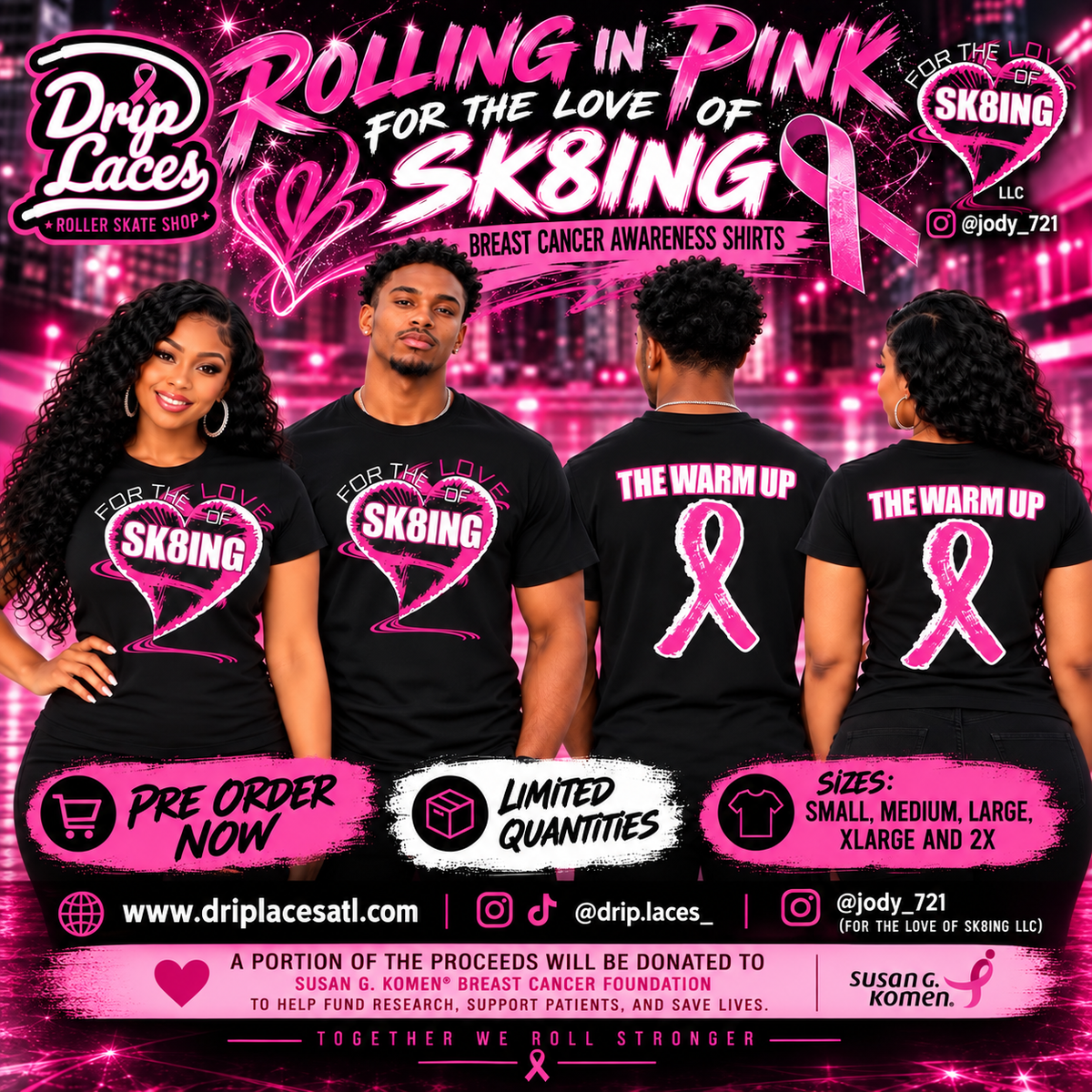 For the Love of SK8ing Breast Cancer Awareness Tee 🩷🎀