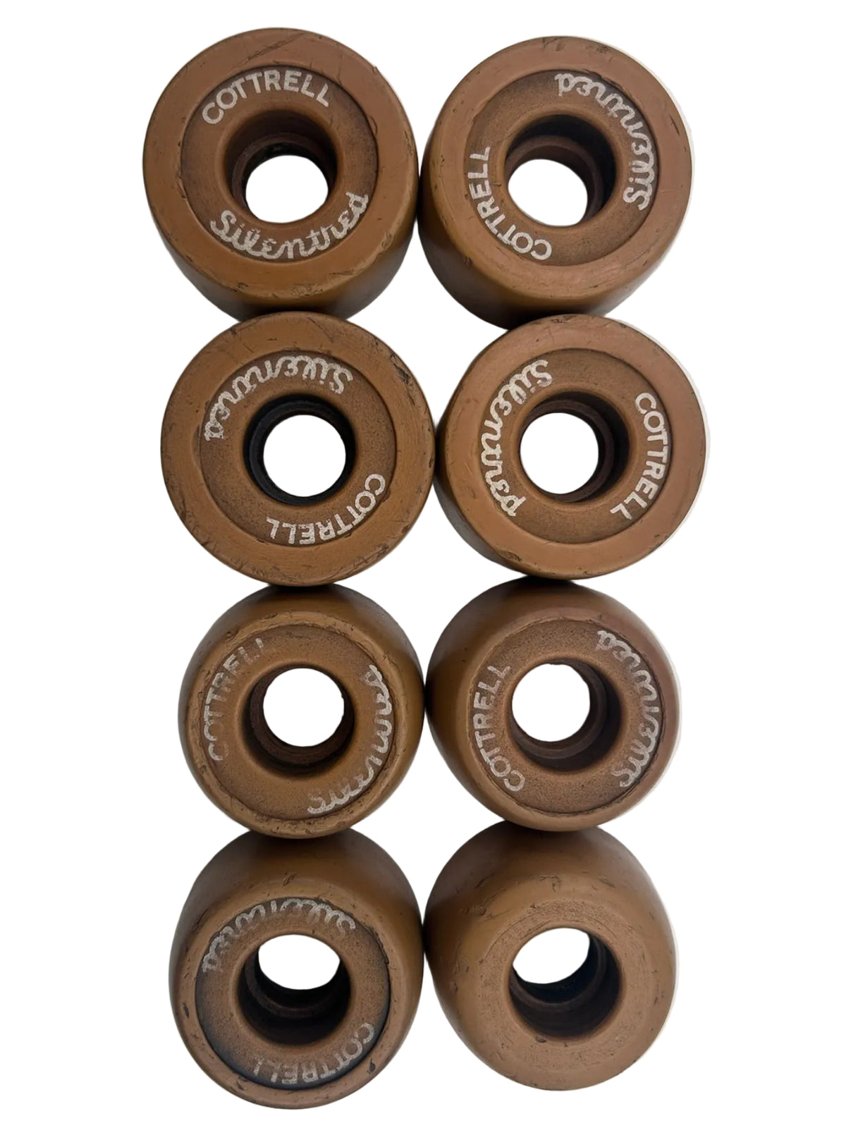 Eight brown Cottrell Silentred Roller Skate wheels