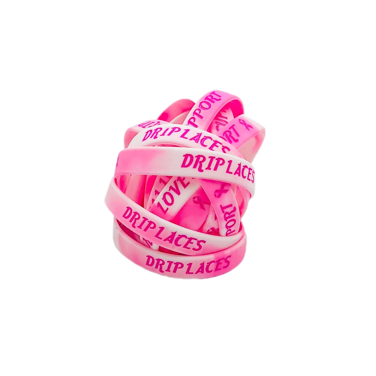 Breast Cancer Awareness Drip Laces Wristbands: 3-Pack (Light Pink)