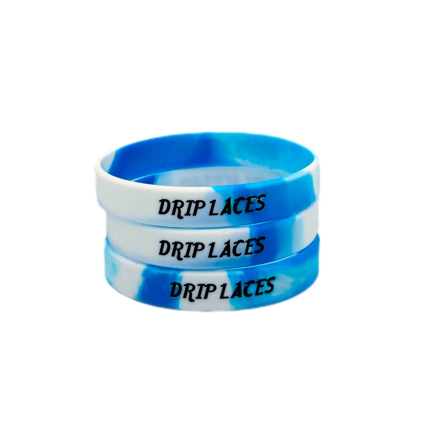 Signature Drip Laces Wristbands: 3-Pack (Swirl Blue & White)