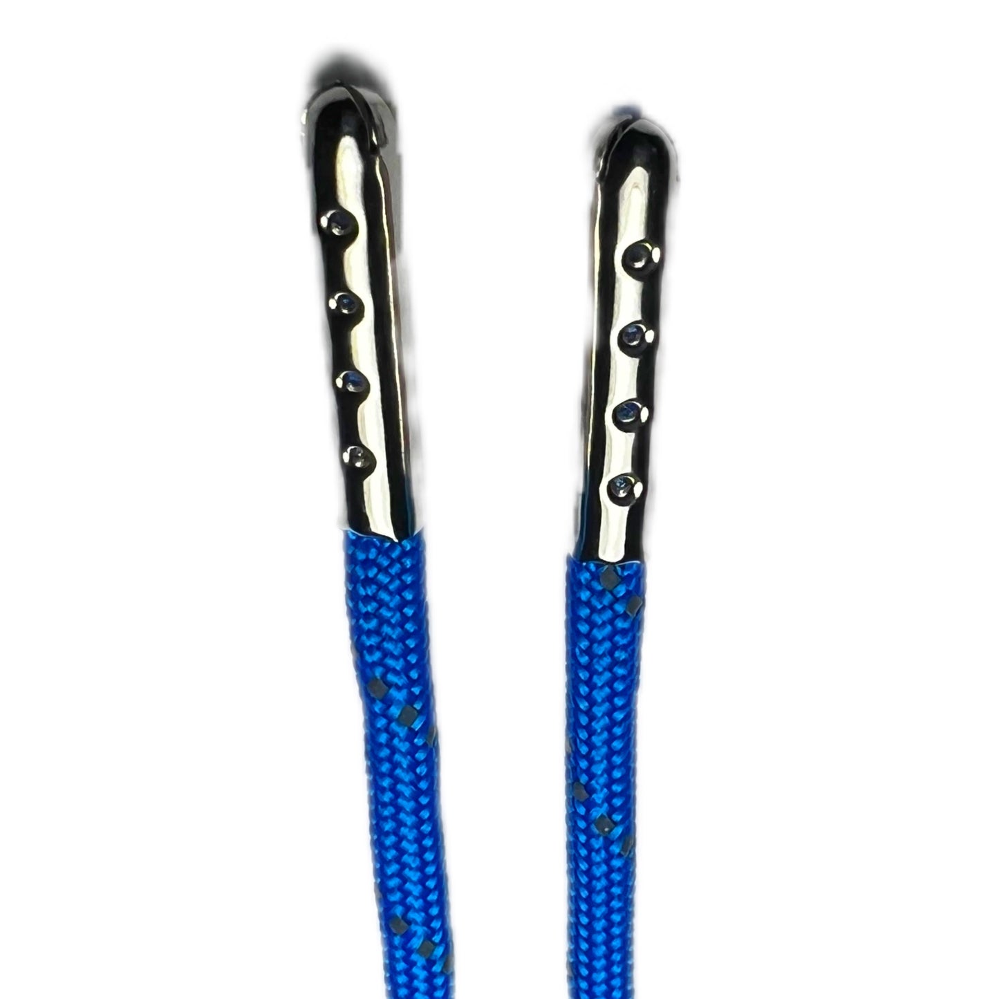 Reflective Electric Blue Paracord Roller Skate Laces Metal Tips