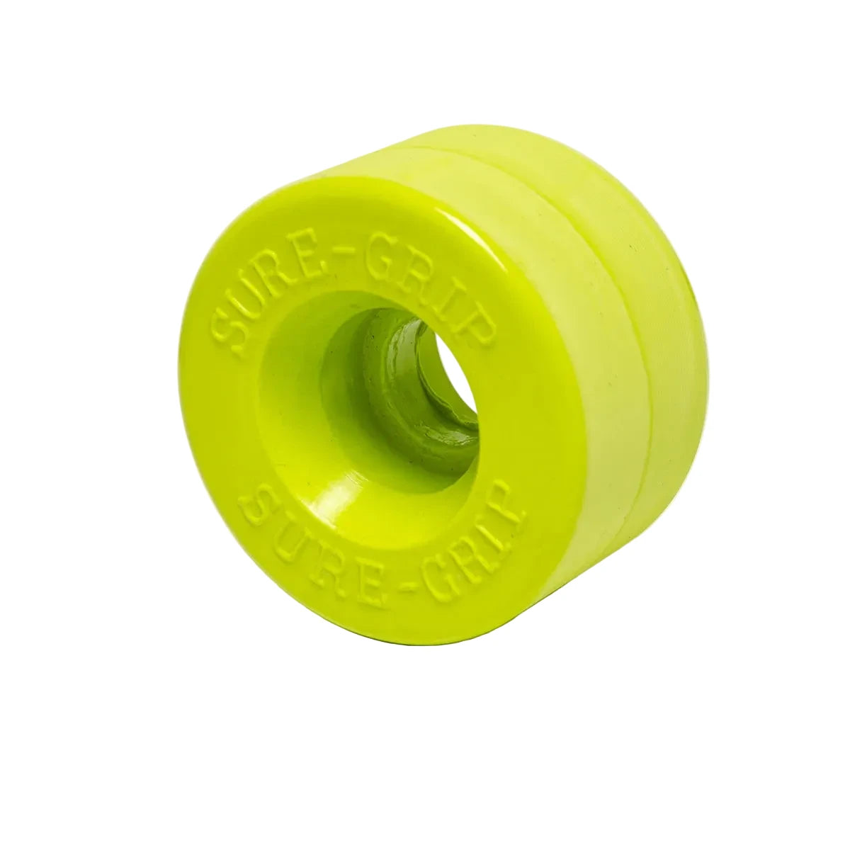 lime green roller skate wheel with 'SURE-GRIP'